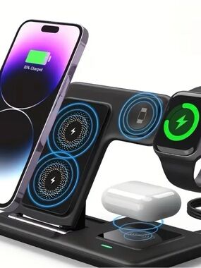 New 3-in-1 Wireless Charging Station 15W Fast Charger Stand with QC3.0 Adapter